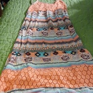 Peach and Multicolor Kids Maxi Dress